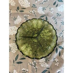 Vintage Fairfield Anchor Hocking Green Glass Divided Dish Relish Plate 8.5"